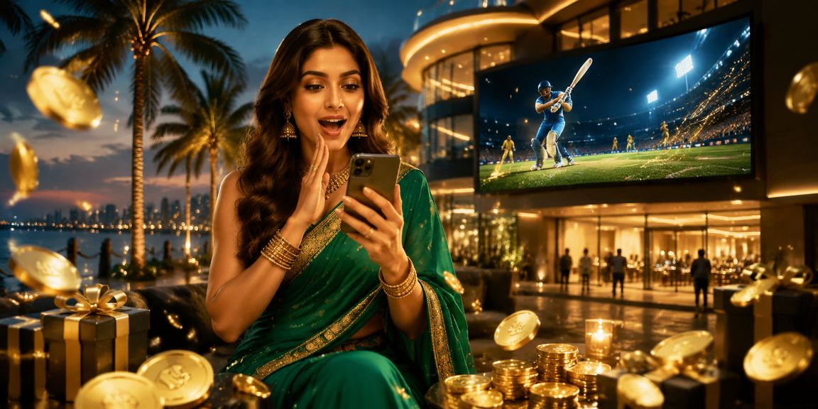 Indian woman enjoying cricket betting online